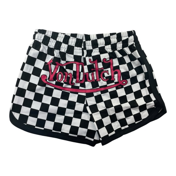 Von Dutch Checkered Women’s Embroidered Black White Heavy Shorts Size Small NWT - Picture 2 of 4